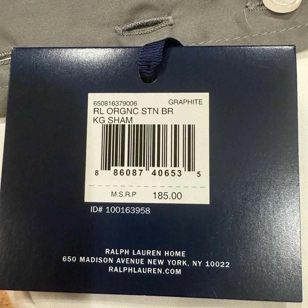 New! Ralph Lauren RL Organic Sateen Border King Sham 20